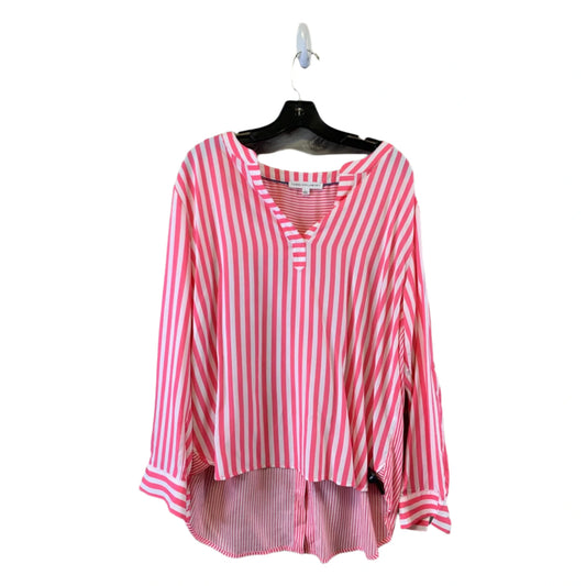 Top 3/4 Sleeve By Jane And Delancey In Pink & White, Size: L