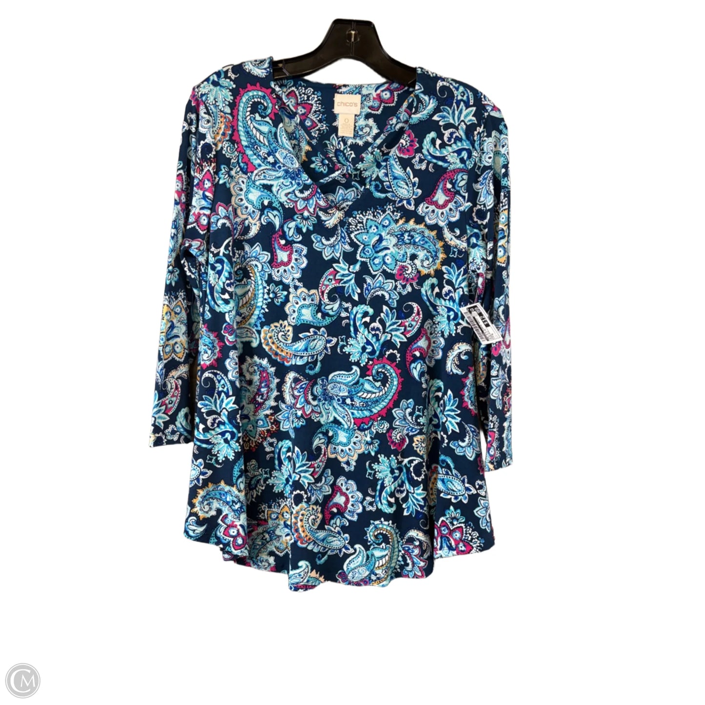 Top 3/4 Sleeve Basic By Chicos In Blue & Pink, Size: S