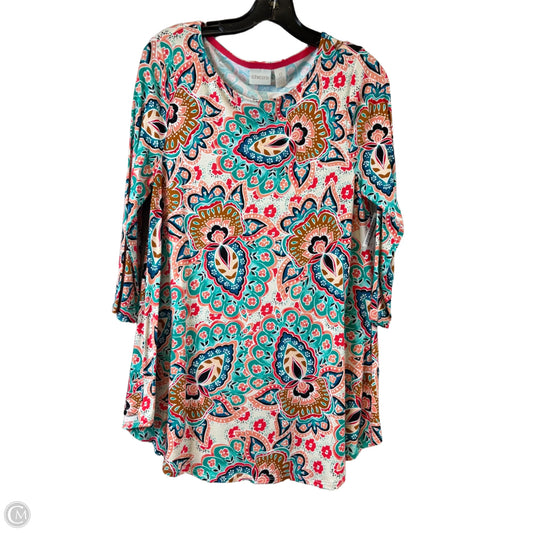 Top 3/4 Sleeve Basic By Chicos In Blue & Orange, Size: S