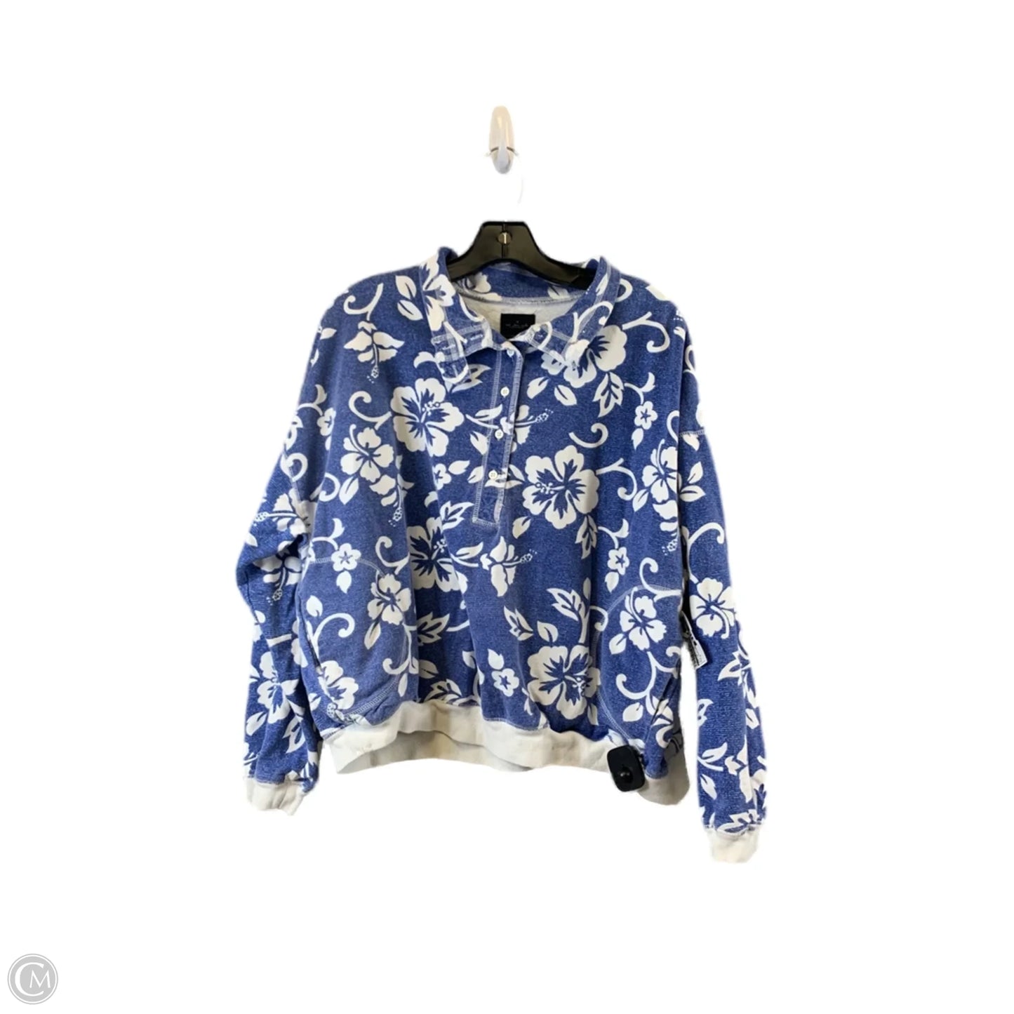 Top Long Sleeve By Clothes Mentor In Blue & White, Size: S