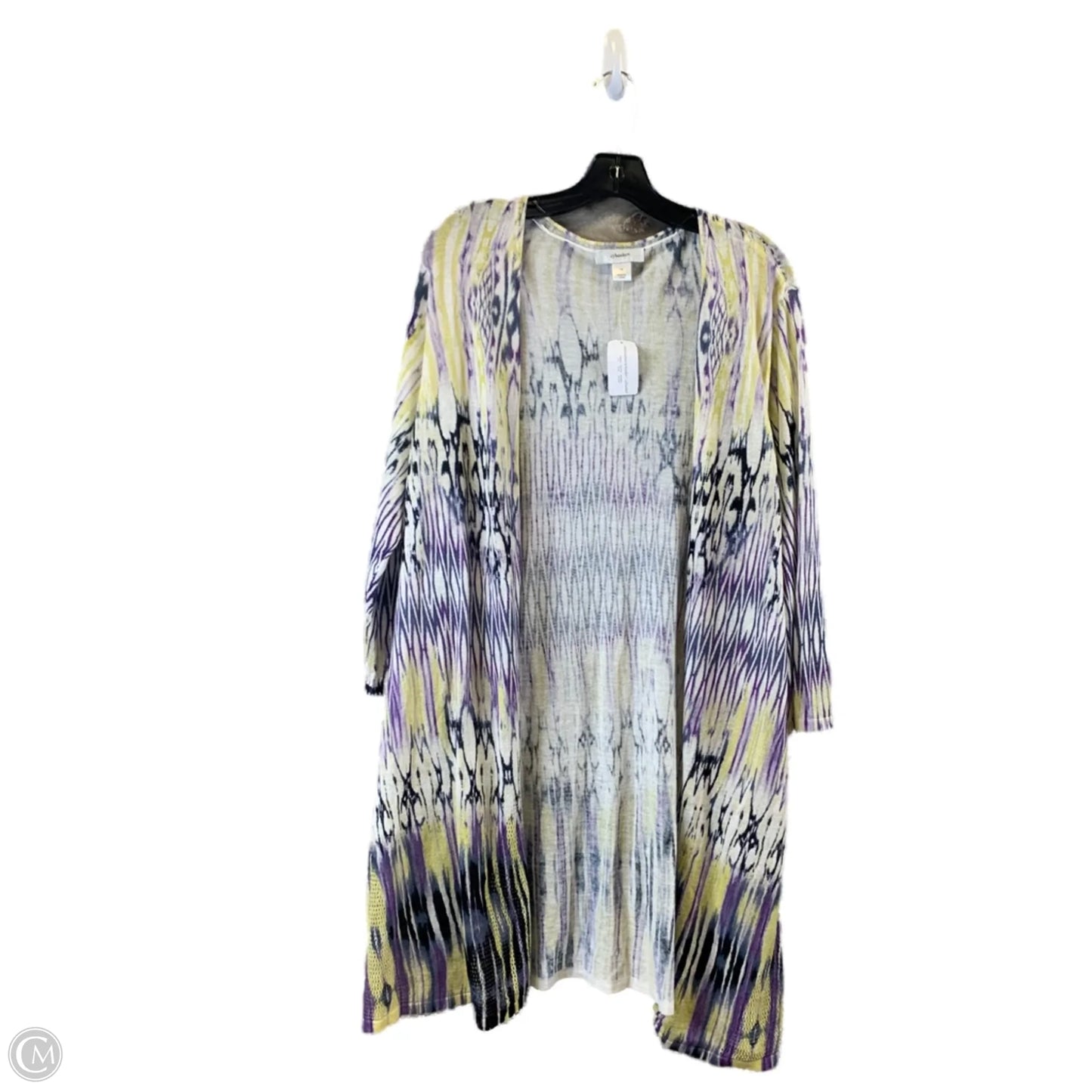 Cardigan By Cj Banks In Purple & Yellow, Size: 1x