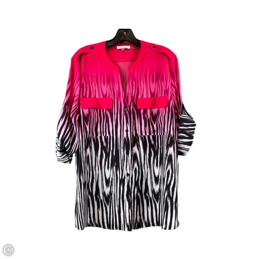 Top Short Sleeve Basic By Calvin Klein In Black & Red, Size: Xl
