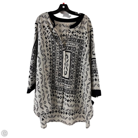 Top 3/4 Sleeve By Antilia Femme In Black & Grey, Size: 3x