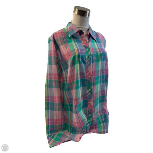 Top Long Sleeve Basic By Talbots In Plaid Pattern, Size: M