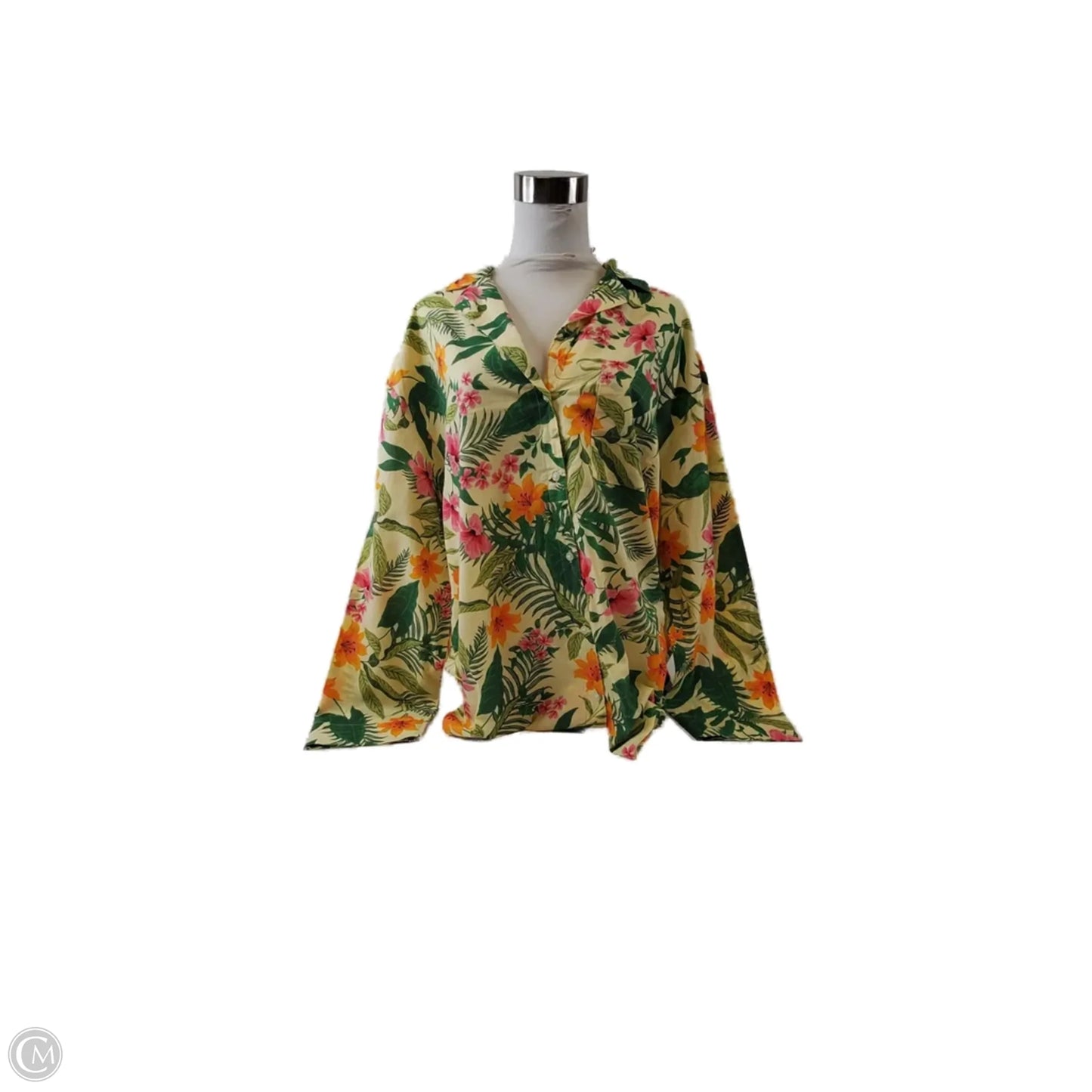 Top Long Sleeve By Old Navy In Green & Pink, Size: L