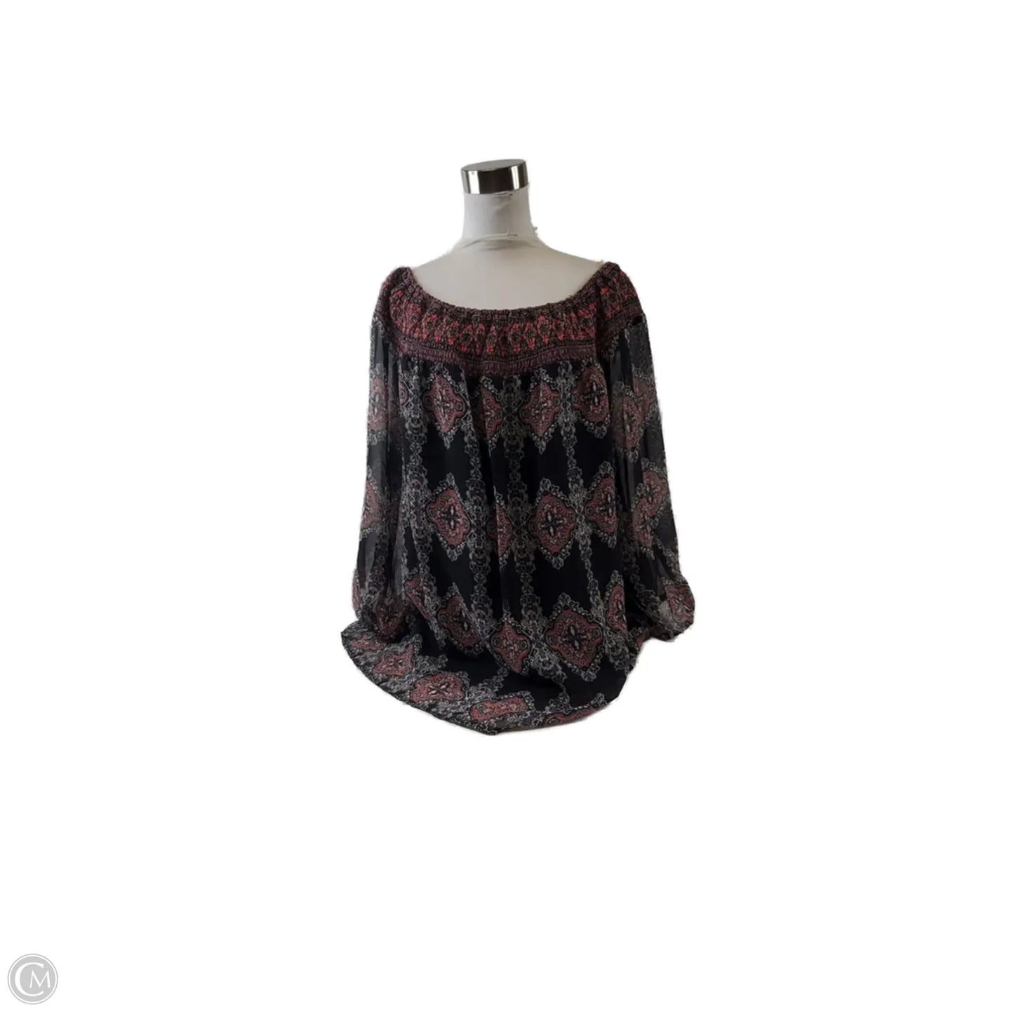 Top Short Sleeve By Agb In Black & Pink, Size: 1x