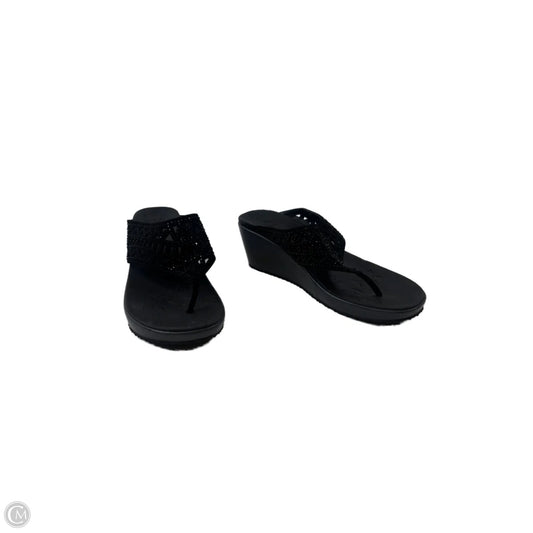 Sandals Heels Wedge By Skechers In Black, Size: 9