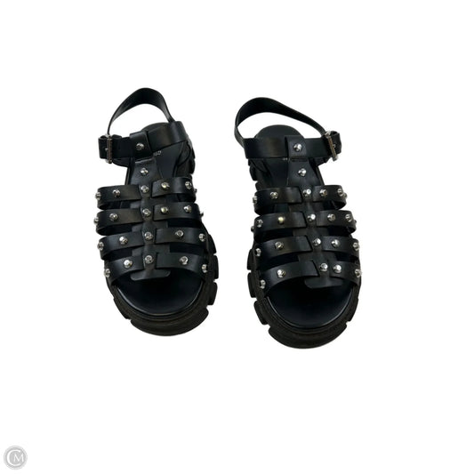 Sandals Flats By Michael By Michael Kors In Black & Silver, Size: 10