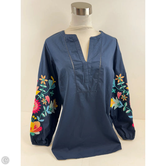 Top Long Sleeve By Talbots In Navy, Size: M