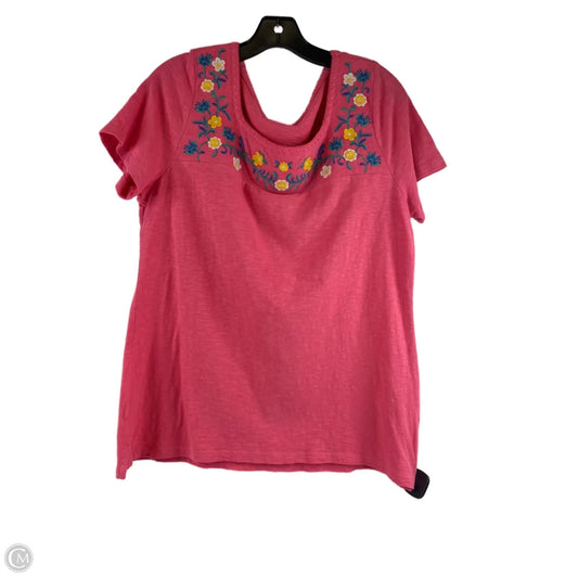 Top Short Sleeve Basic By Talbots In Orange & Yellow, Size: L