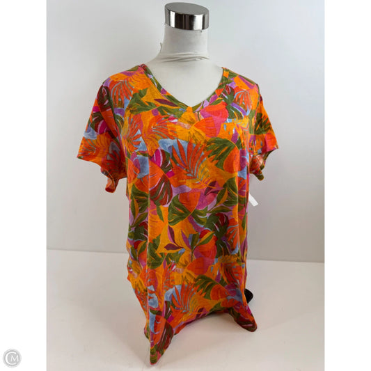 Top Short Sleeve By C And C In Orange & Yellow, Size: 1x