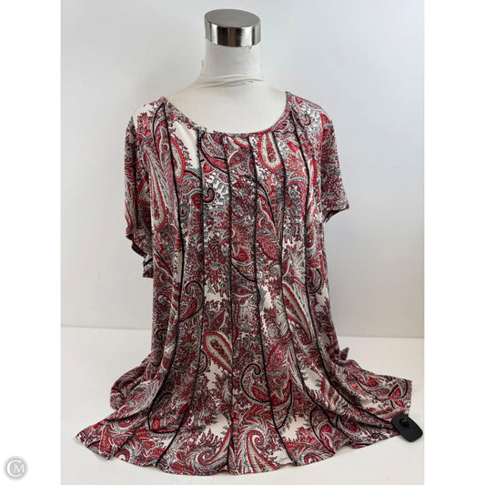 Top Short Sleeve By Dressbarn In Red & Tan, Size: 3x