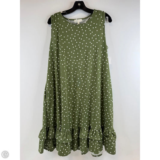 Dress Casual Midi By Clothes Mentor In Green & White, Size: L