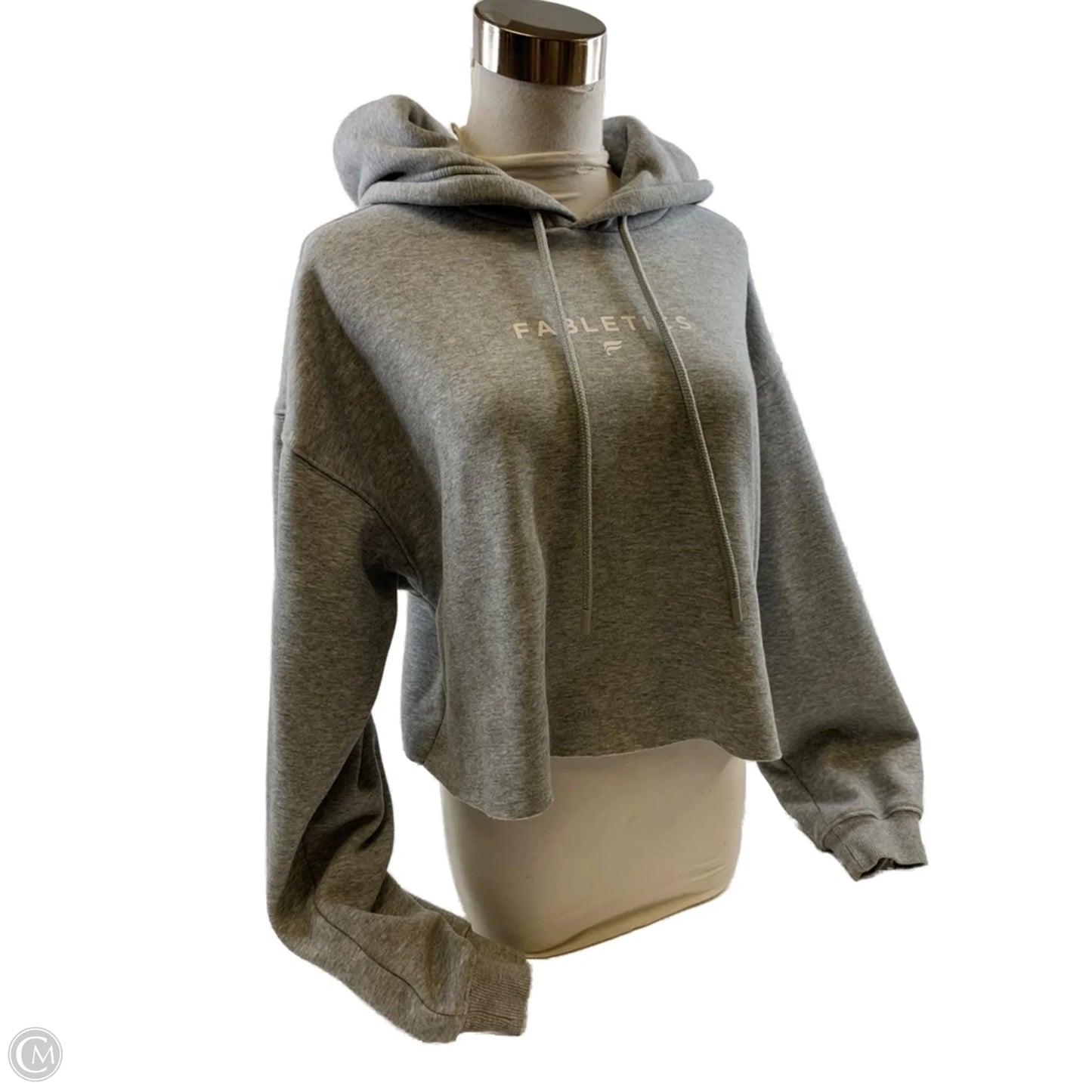 Athletic Sweatshirt Hoodie By Fabletics In Grey & White, Size: M