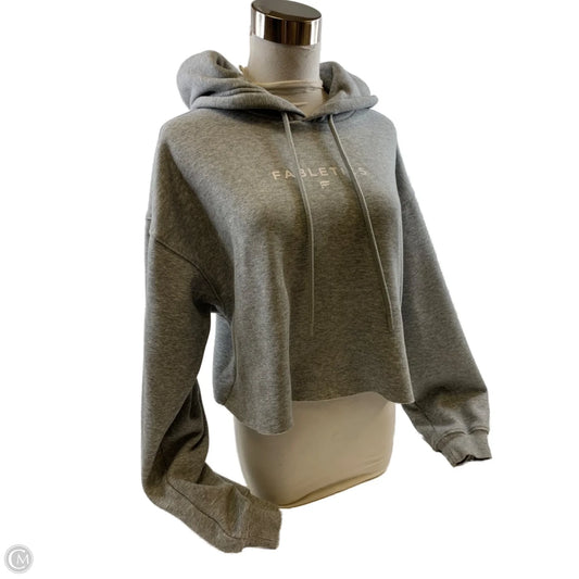 Athletic Sweatshirt Hoodie By Fabletics In Grey & White, Size: M