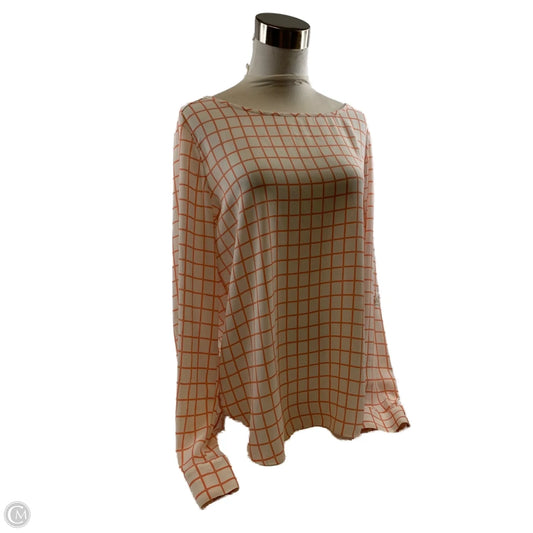 Top Long Sleeve By Loft In Orange & White, Size: M