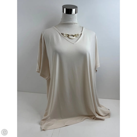 Top Short Sleeve By Susan Graver In Cream, Size: 2x
