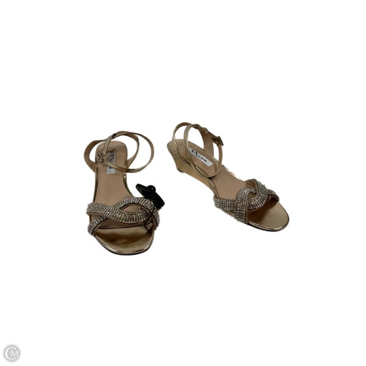 Sandals Heels Wedge By Nina In Gold, Size: 8.5