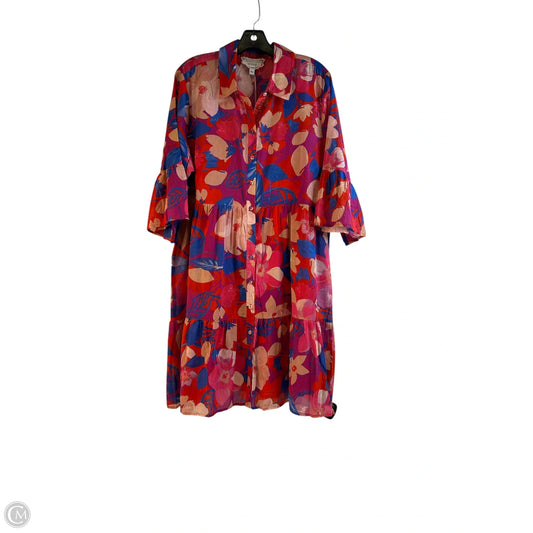 Dress Casual Midi By Johnny Was In Red & Tan, Size: L