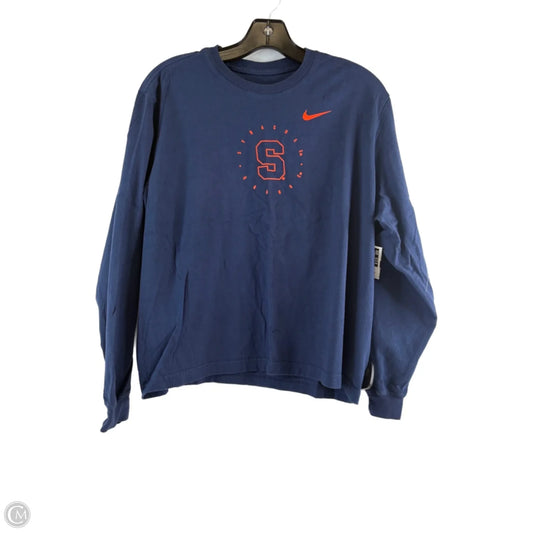 Athletic Top Long Sleeve Crewneck By Nike Apparel In Blue & Orange, Size: M