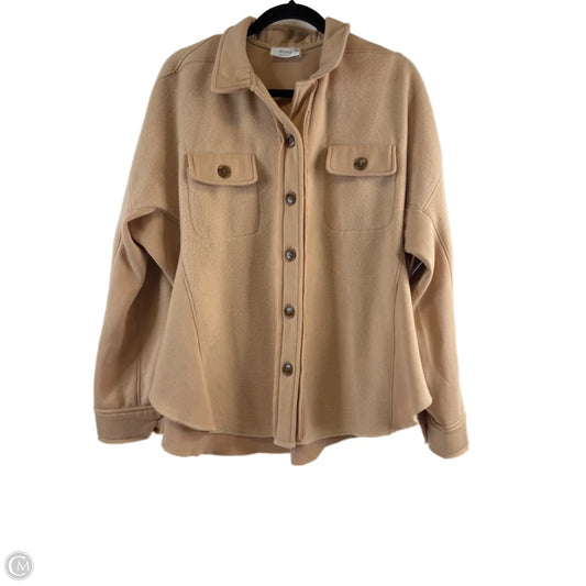Jacket Shirt By Clothes Mentor In Tan, Size: S