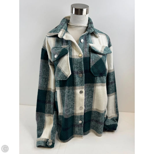 Jacket Shirt By Clothes Mentor In Green & White, Size: S