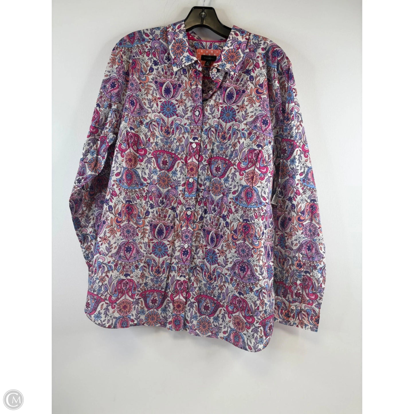 Top Long Sleeve By Talbots In Purple & White, Size: Xl