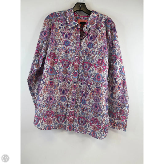 Top Long Sleeve By Talbots In Purple & White, Size: Xl