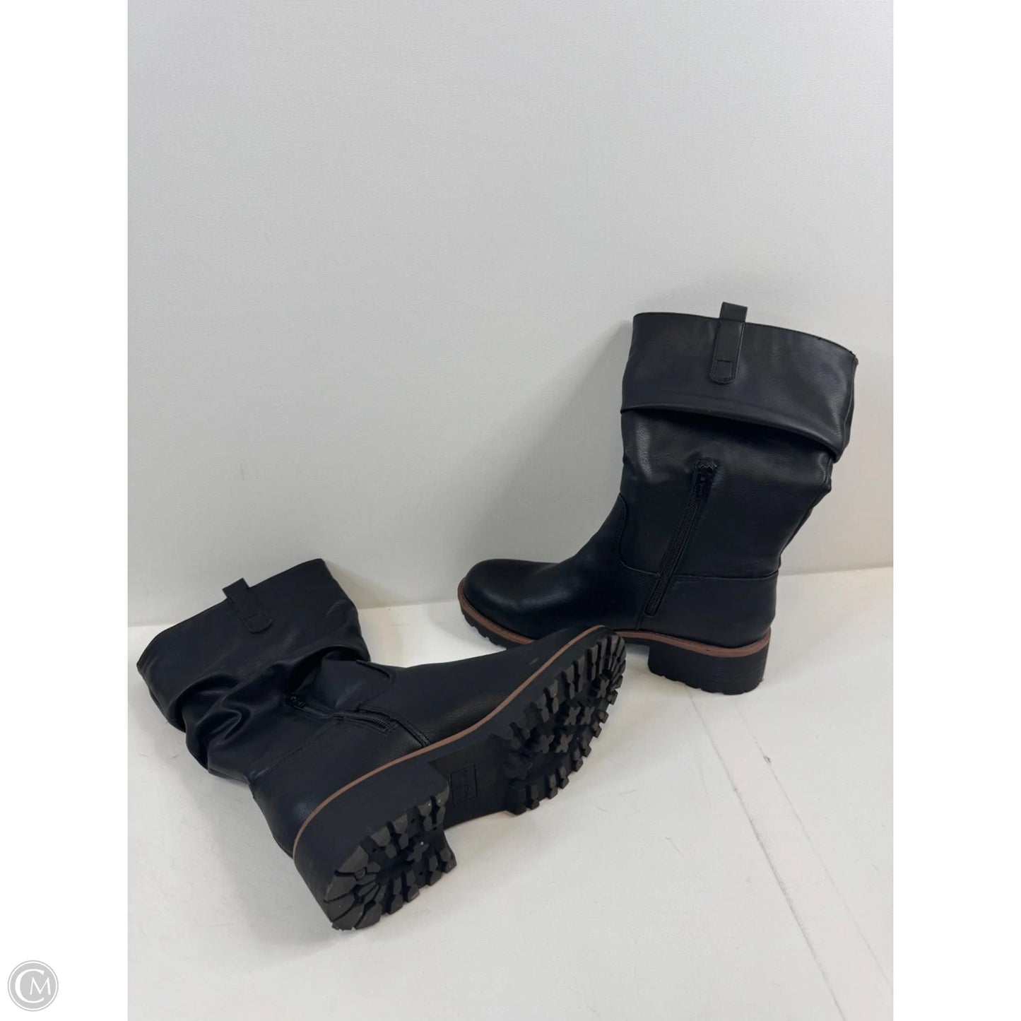Boots Mid-calf Heels By Clothes Mentor In Black, Size: 10