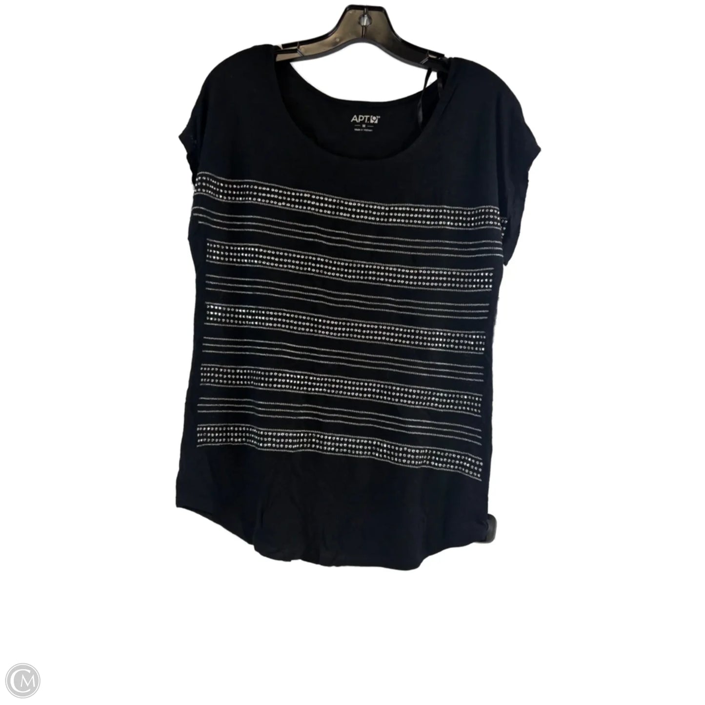 Top Short Sleeve Basic By Apt 9 In Black & Silver, Size: M