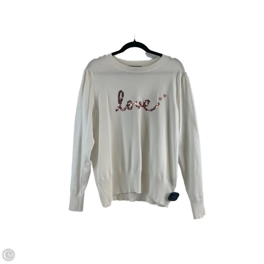 Top Long Sleeve By Marled In Pink & White, Size: Xl