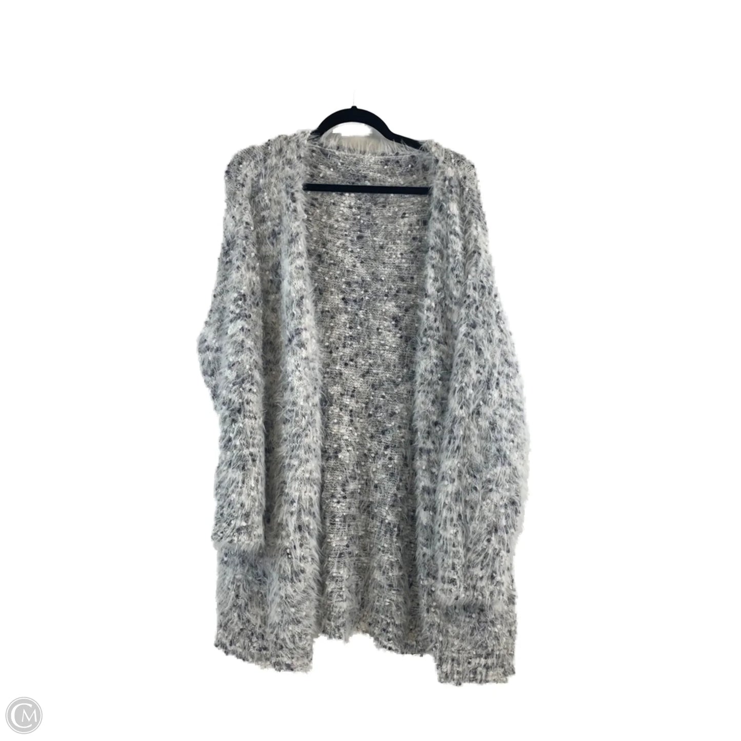 Sweater Cardigan By Shein In Grey & White, Size: 1x