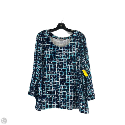 Top 3/4 Sleeve By Habitat In Blue & White, Size: Xl