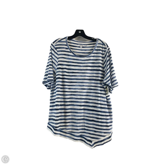 Top Short Sleeve Basic By Chicos In Blue & White, Size: Xl
