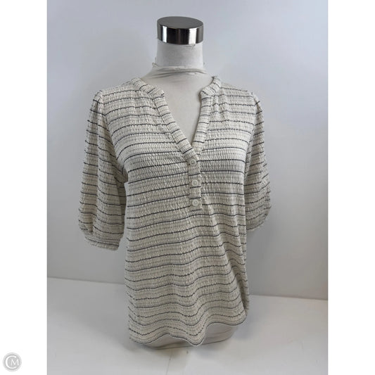 Top Short Sleeve By Loft In Blue & White, Size: S