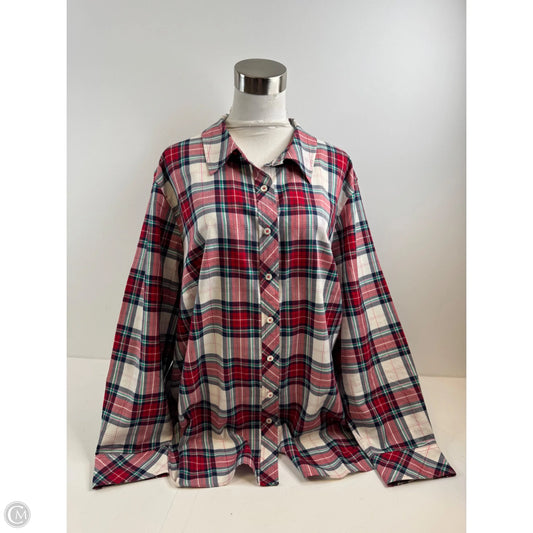 Top Long Sleeve By Talbots In Red & White, Size: 3x