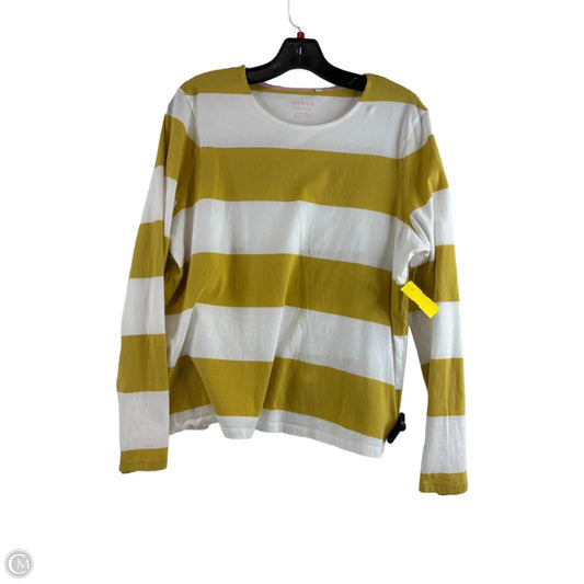 Top Long Sleeve Basic By Boden In White & Yellow, Size: L