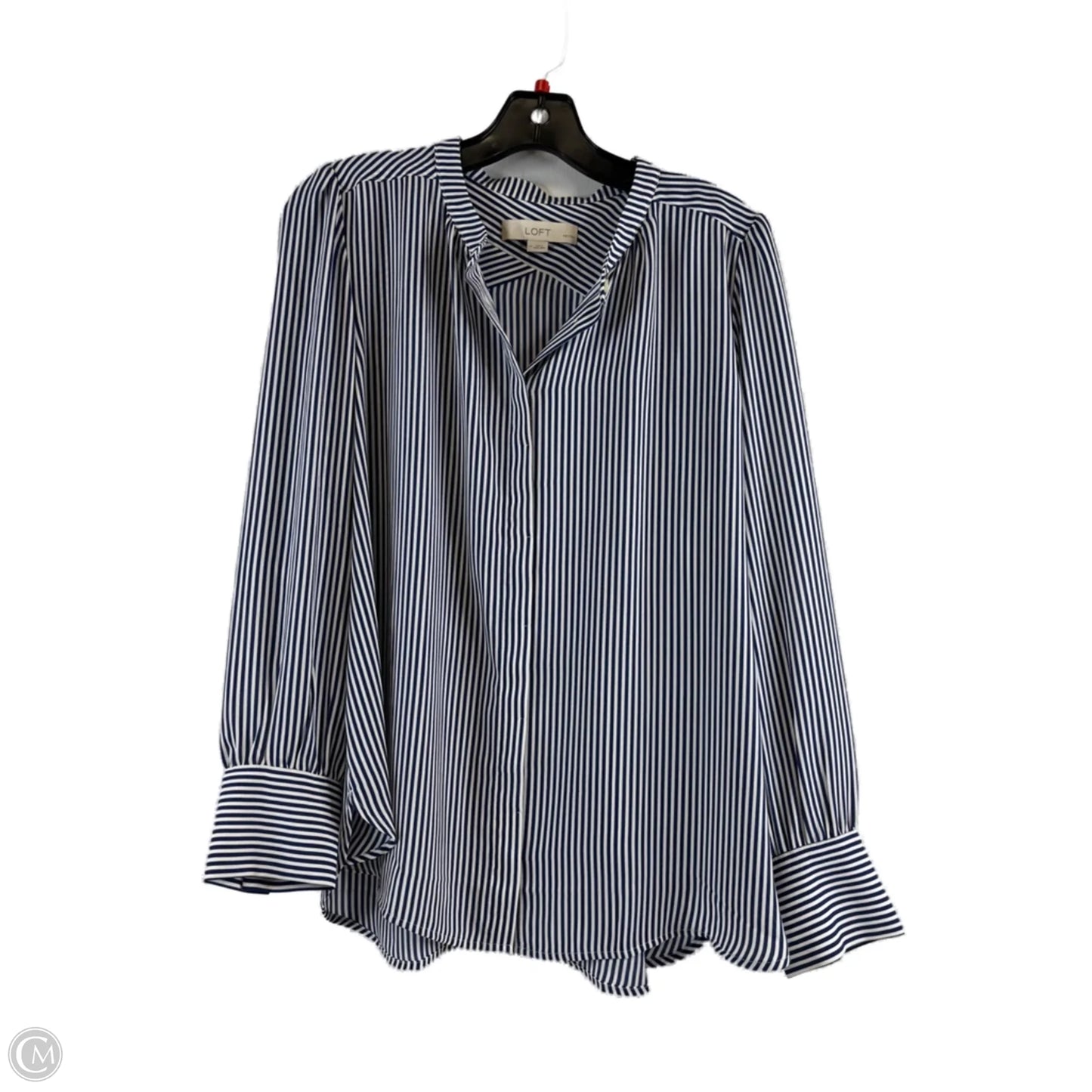 Top Long Sleeve By Loft In Blue & White, Size: Lp