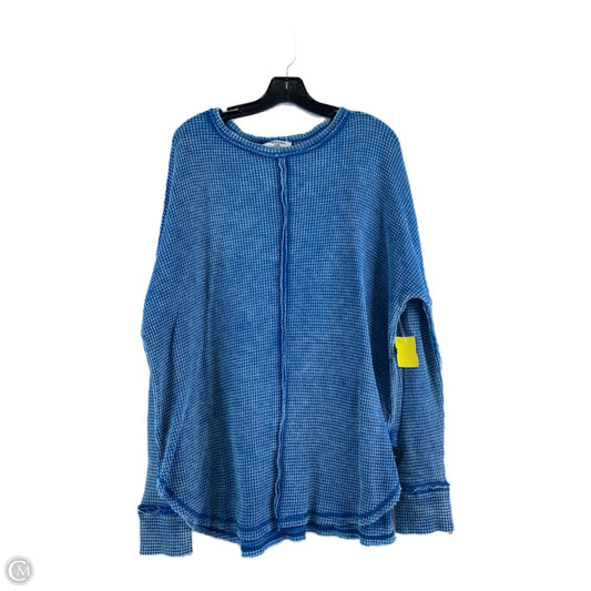 Top Long Sleeve By Zenana In Blue, Size: Xl