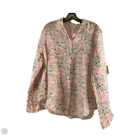 Top Long Sleeve Designer By Lilly Pulitzer In Green & Pink, Size: Xl