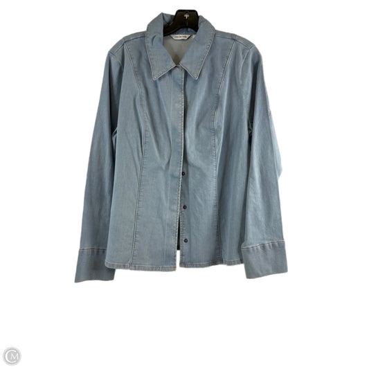 Top Long Sleeve By Peace Love World In Blue Denim, Size: M