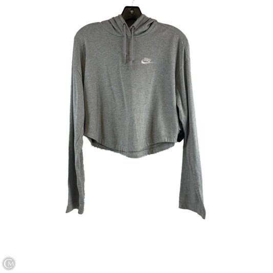 Athletic Top Long Sleeve Hoodie By Nike Apparel In Grey & White, Size: M