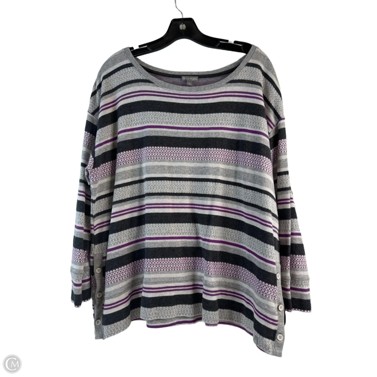 Top Long Sleeve Basic By Talbots In Grey & Purple, Size: 1x