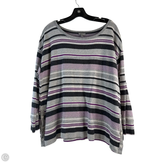 Top Long Sleeve Basic By Talbots In Grey & Purple, Size: 1x