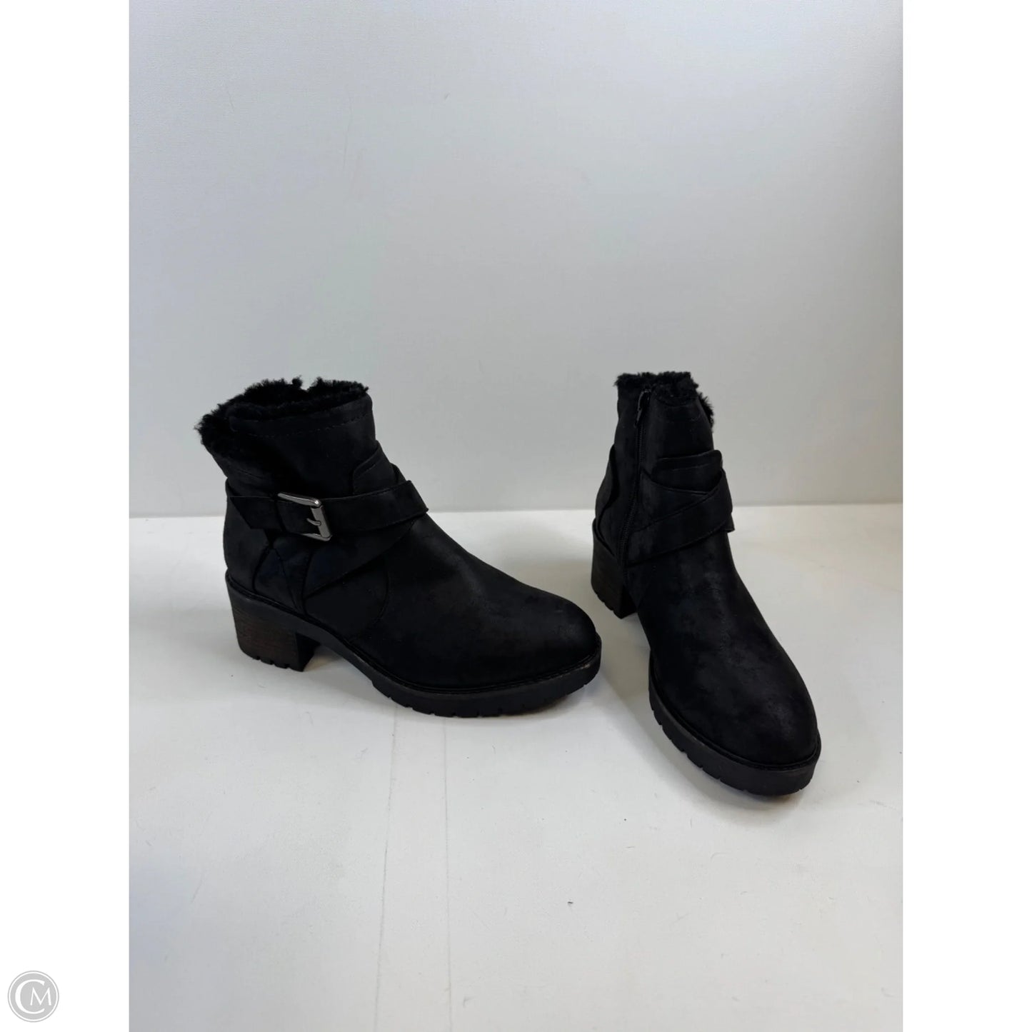 Boots Ankle Heels By Como Vintage In Black, Size: 11