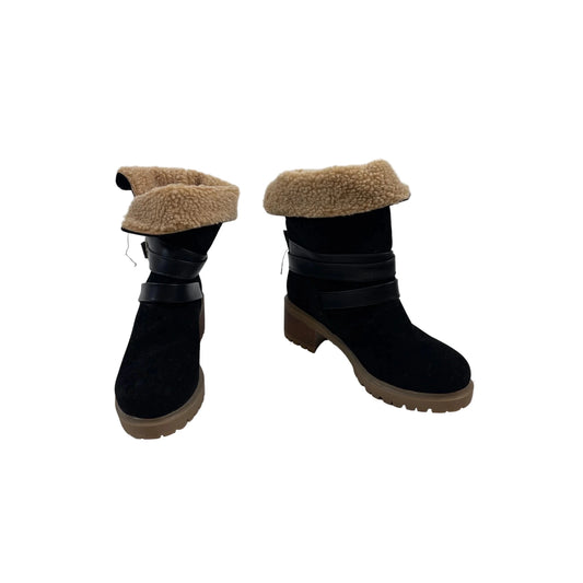 Boots Ankle Heels By Cme In Black & Tan, Size: 8