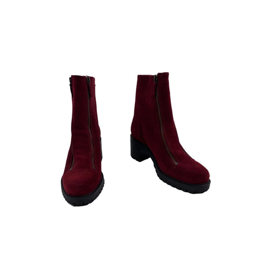 Boots Ankle Heels By Clothes Mentor In Red, Size: 7.5