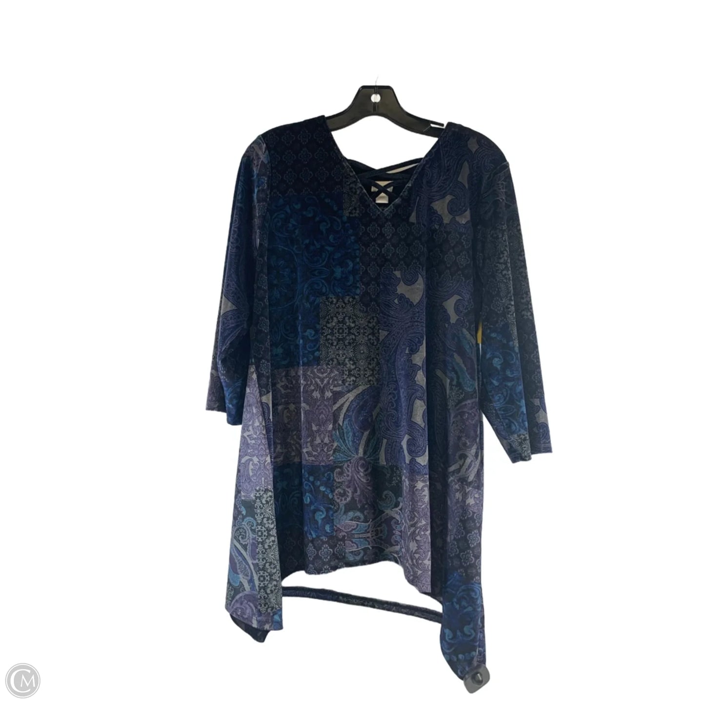 Top Long Sleeve By Chicos In Grey & Purple, Size: L