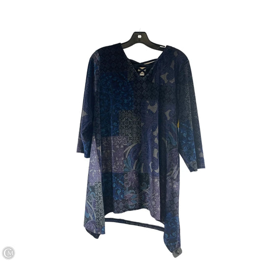 Top Long Sleeve By Chicos In Grey & Purple, Size: L