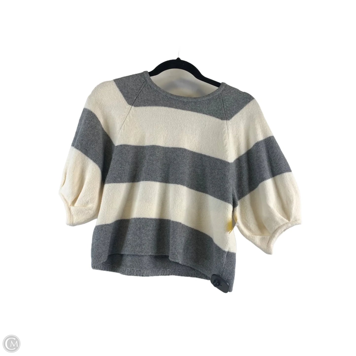 Sweater Short Sleeve By Old Navy In Grey & White, Size: S